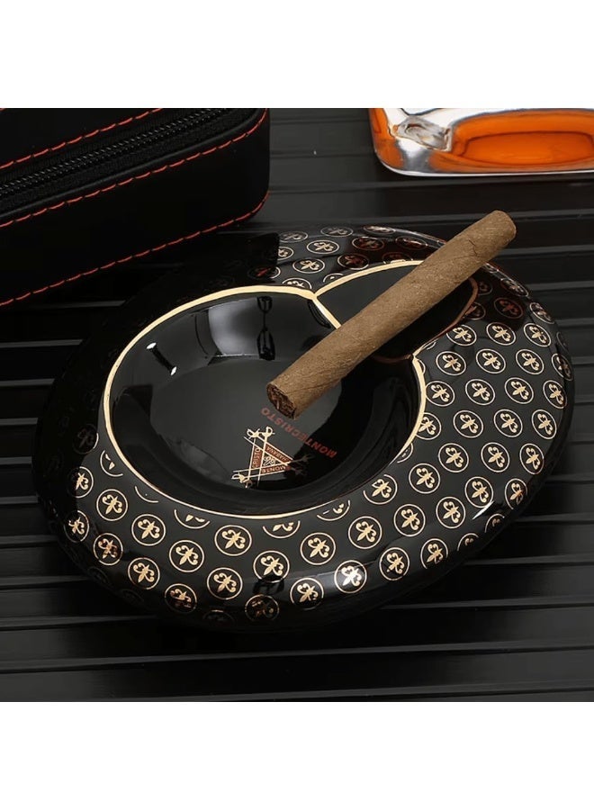 Hemingway Luxury Round Ceramic Decorative Tray – Compact Design, Black & Gold Finish, Non-Slip Base, Easy to Clean, Elegant Gift Box - Image 2